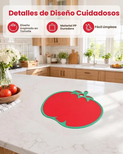 Vista 2 de Kichvoe Tabla de cortar con forma de tomate – Tabla de cortar alimentos de cocina de plástico para verduras, frutas, queso, carne Tapete de corte