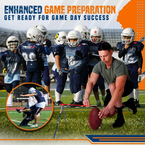 Vista 8 de True Strike Pro Football Kicking Tee - Ultimate Football Tee Compatible with All Ball Sizes, Bonus Goal Kicking Tracker, Field Goal Football Holder