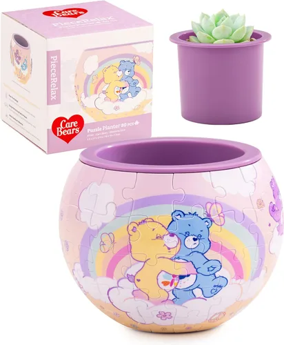 Vista 9 de Care Bears X PieceRelax - Maceta de rompecabezas 3D de 80 piezas, Bearadise, decoración del hogar para cactus de interior, macetas para suculentas
