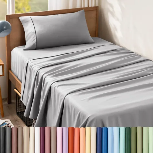 Vista 111 de Bare Home Juego de Sábanas Twin - Sábanas de Cama de Microfibra Ultra-Suave 1800 - Doble Cepillado - Bolsillos Profundos - Ajuste Fácil - Extra