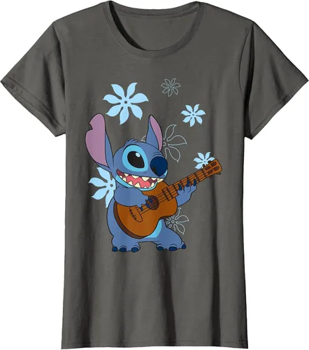 Vista 25 de Camiseta de danza floral Lilo & Stitch con ukelele para niñas Gris asfalto
