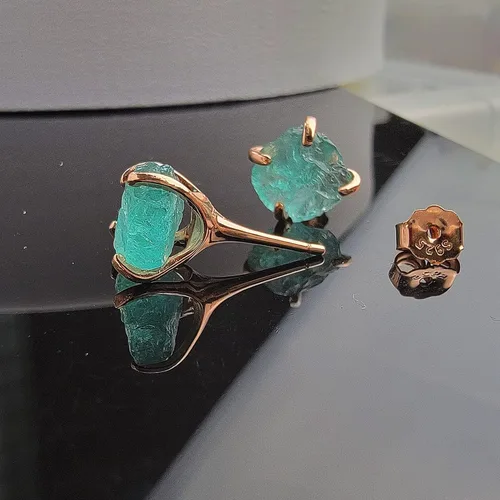 Vista 96 de Aretes de piedra preciosa natural en bruto con oro rosa sobre plata de ley 925, 6 a 0.276 in, regalo de piedra de nacimiento de calidad genuina