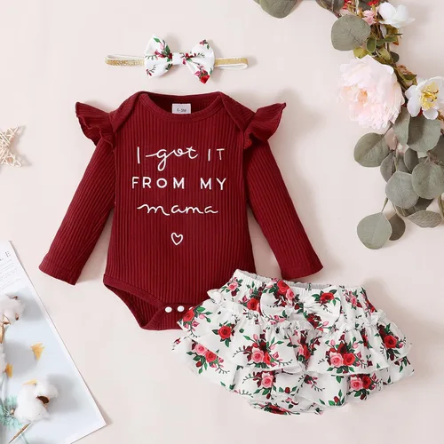 Vista 6 de Mioglrie Newborn Infant Baby Girl Clothes Outfits Romper Baby Girl Skirt Set Floral Baby Clothes for Girls Fall Winter