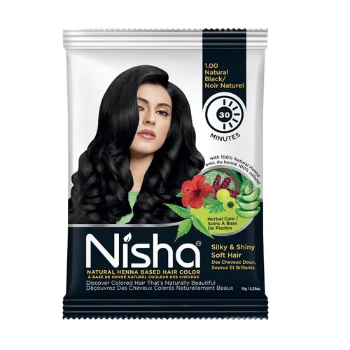 Vista 8 de Nisha Tinte de color a base de henna para cabello (0.3 onzas (paquete de 6), negro natural