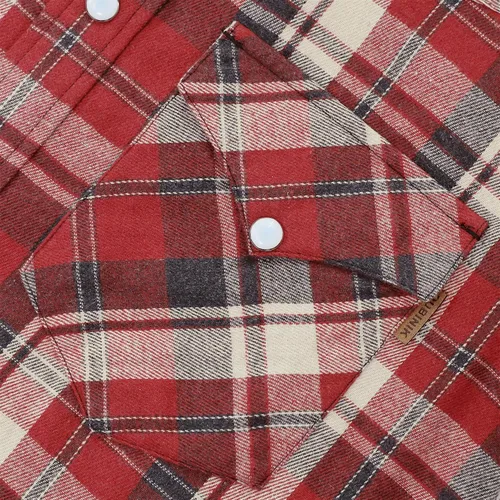 Vista 4 de Dubinik Camisa de franela para hombre, estilo vaquero occidental, con botones y perlas, para hombre, manga larga, vintage, a cuadros