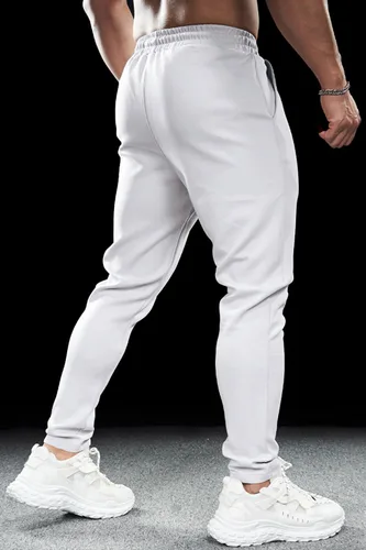 Vista 5 de GINGTTO Pantalones deportivos para hombre Slim Fit Gris Algodón con Bolsillos