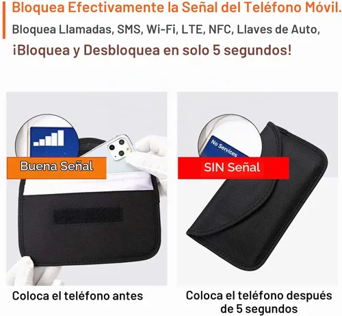 Vista 2 de Bolsa de bloqueo de señal, bolsa de protección con GPS RFID Faraday, funda de protección para teléfono celular y llavero de automóvil, antirastreo