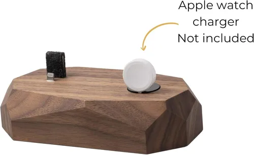 Vista 2 de Oakywood - Estación de acoplamiento de madera 2 en 1 compatible con Apple Watch, compatible con iPhone - Estación de carga dual, 1 conector