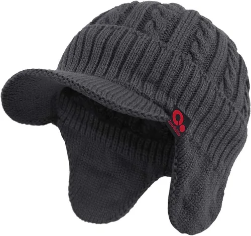 Vista 52 de Janey&Rubbins Gorro de punto diario con orejeras con forro polar y calavera