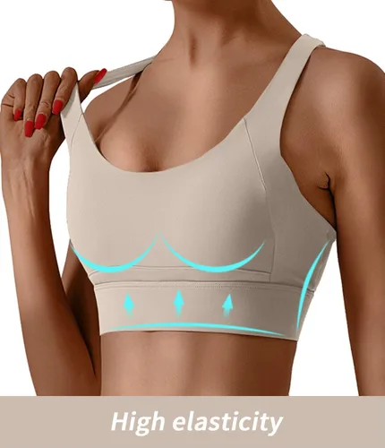 Vista 5 de Brasier deportivo para mujer, brasier de entrenamiento cruzado de alto impacto, brasier de alto soporte para yoga, fitness y correr