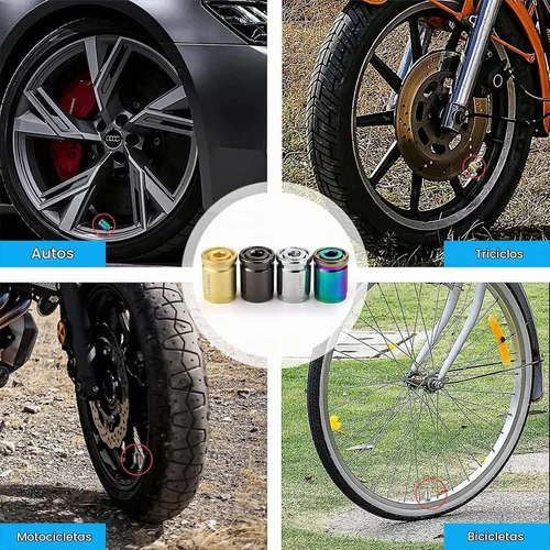 Vista 6 de Dickno 4 piezas tapas de vástago de válvula de neumático de coche con cierre, cubiertas antirrobo para vástago de válvula de rueda automática