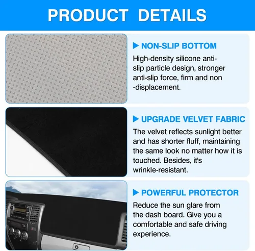 Vista 6 de Autorder Alfombrilla de cubierta de tablero para Toyota 4Runner 2003 2004 2005 2006 2007 2008 2009 Accesorios Cubierta de tablero de terciopelo