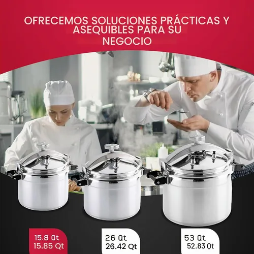 Vista 9 de Universal Olla a presión de aluminio grande de 15.8 cuartos de galón para uso profesional, grado comercial, 1 válvula de seguridad, asas reforzadas