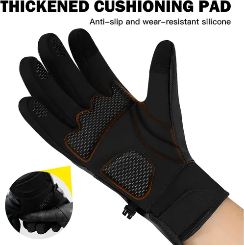 Vista 5 de Guantes de invierno para hombres y mujeres para clima frío, guantes de invierno impermeables para hombre, cálidos con dedos para pantalla táctil