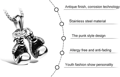 Vista 2 de Collar para hombre con dije de cadena de acero inoxidable 316L punk M
