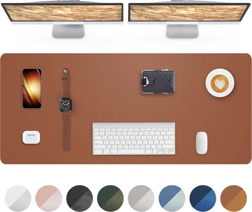 Vista 14 de Tapete protector para escritorio y mouse, antideslizante, de piel sintética, tapete impermeable de escritura para laptop, para oficina y hogar