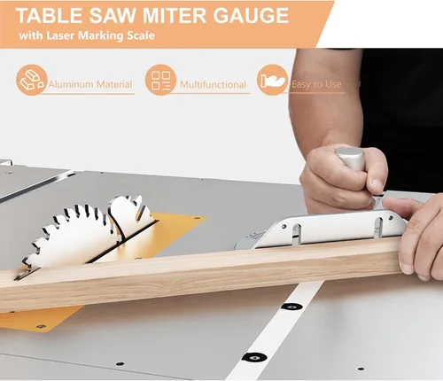 Vista 3 de Sanpyl Sierra de mesa ingletadora universal de aluminio de alta precisión con múltiples topes angulares, herramientas accesorios de bricolaje