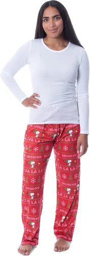 Vista 4 de INTIMO Peanuts Womens' Snoopy and Woodstock Ho Ho Ho Ugly Sweater Pajama Pants