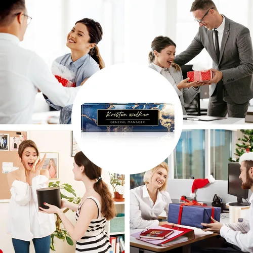 Vista 6 de Placa de identificación para escritorio, placa de nombre de escritorio personalizada, accesorios de escritorio de oficina acrílicos, regalos A