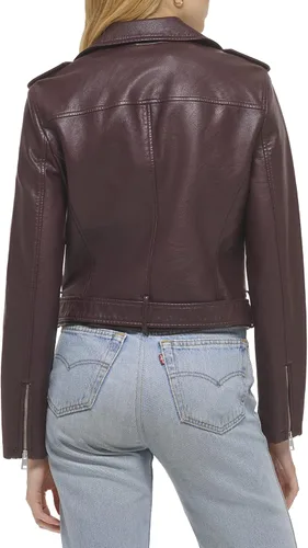 Vista 3 de Levi's Women's Faux Leather Belted Motorcycle Jacket (Standard & Plus Sizes)
