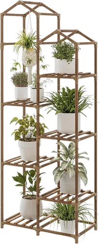Vista 13 de Bamworld Soporte para plantas para interiores y exteriores, estante grande de metal de 11 niveles para plantas, soportes de flores de varios Negro