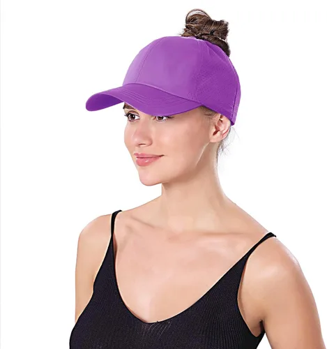 Vista 4 de Gorra de béisbol ajustable para mujer, diseño de cola de caballo, ajustable, de malla de secado rápido