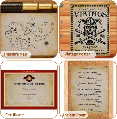 Vista 6 de 80 hojas de papel vintage, papel de impresora tamaño carta de 8.5 x 11 pulgadas, papelería antigua para escribir, papel pergamino envejecido
