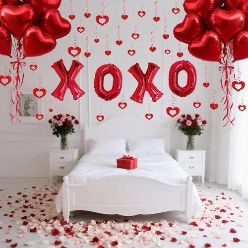 Vista 4 de 62 globos XOXO en forma de corazón rojo con decoración colgante de corazón para decoración de San Valentín, boda, fiesta