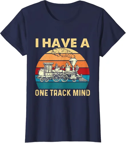 Vista 32 de Camiseta con texto en inglés "I Have A One Track Mind - Trainspotter Model Train Railroad, Negro, S
