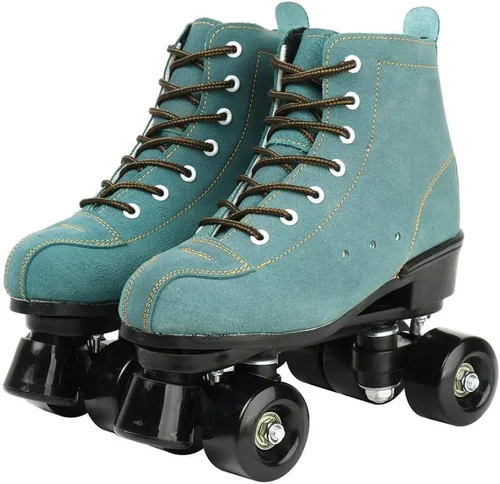 Vista 6 de XUDREZ Patines de Cuero de Vaca para Mujeres y Hombres Zapatos de Caña Alta Diseño de Doble Fila, Patines Clásicos Premium Ajustables