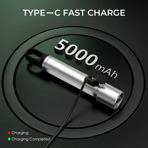 Vista 5 de ADDplus Linterna magnética recargable, 2000 lúmenes, 5000 mAh, linternas de alto lúmenes con 18 modos, impermeable, ajustable, potente luz de flash
