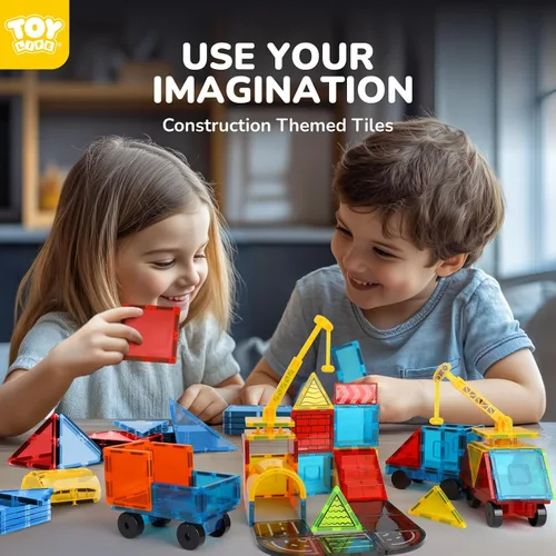 Vista 4 de TOY Life Azulejos magnéticos para niños de 3 a 5 años, juguetes de construcción para niños de 4 a 8 años, azulejos de construcción magnéticos