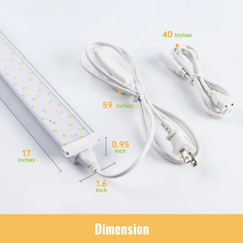 Vista 8 de Luz de cultivo colgante de 1.4 pies para plantas de interior, espectro completo con LED rojo de 660 nm, lámpara de cultivo T5 2020T, lámpara