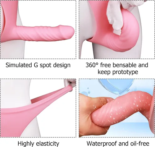 Vista 3 de SUAISKR Consolador de tanga de silicona, juguetes sexuales masculinos para hombres homosexuales, masturbación con polla, accesorios sexuales