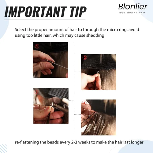 Vista 7 de Extensiones de cabello humano con punta I Tip de 14 pulgadas, extensiones invisibles iTip de 50 hebras/1.76 oz, extensiones de microenlace