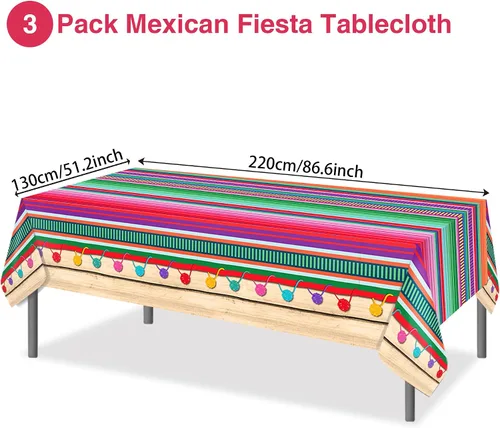 Vista 2 de 3 manteles de fiesta mexicana, manteles de fiesta mexicana, decoraciones de fiesta mexicana, decoraciones de fiesta del Cinco de Mayo, fundas