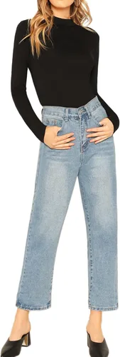 Vista 5 de Verdusa - Camiseta básica de cuello alto falso, entallada, de manga larga sin botones para mujer