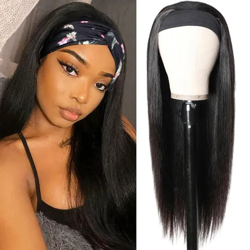 Vista 34 de Aiterina - Peluca de cabello humano con diadema de onda profunda para mujeres negras, cabello brasileño remy, sin pegamento, sin encaje frontal