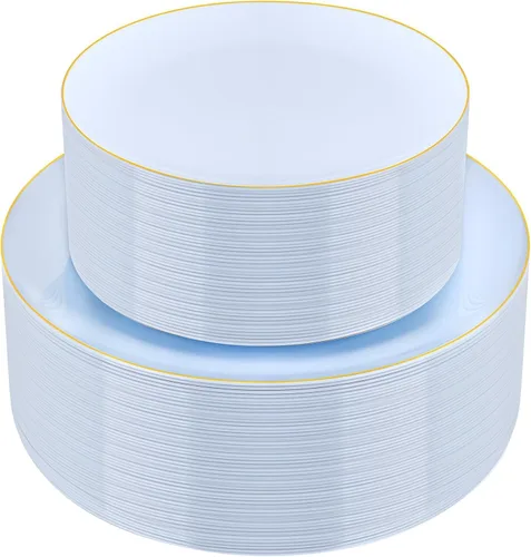Vista 12 de PULOTE 100 piezas de platos de plástico negro desechables - Premium resistente 50 platos negros para cena, 50 platos para postre/ensalada - Ideal