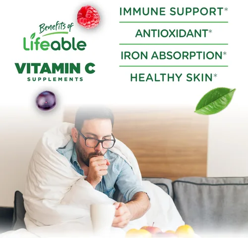 Vista 3 de Lifeable Vitamina C – Suplemento de gomitas de sabor natural de gran sabor – Vitaminas masticables vegetarianas sin OMG – para apoyo inmunológico