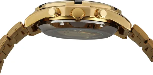 Vista 6 de FORSINING Reloj de pulsera redondo analógico automático para hombre con pulsera de acero inoxidable, Oro, Moderno