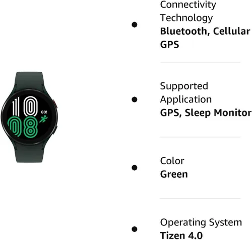 Vista 8 de SAMSUNG Galaxy Watch 4, reloj inteligente de 1.732in con monitor ECG para salud, fitness, correr, ciclos de sueño, detección de caídas GPS, versión