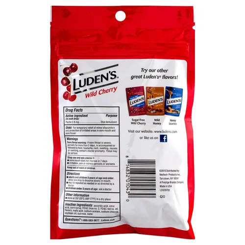 Vista 7 de Luden's Wild Cherry - Gotas para la garganta para la tos Pastilla de pectina/Demulcent oral 30 unidades por paquete Paquete de 3