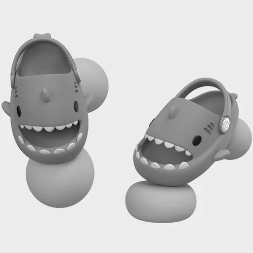 Vista 5 de Metogo Cloud Shark - Pantuflas antideslizantes con punta abierta para adultos, mujeres y hombres, lindas sandalias ligeras en la playa y ducha