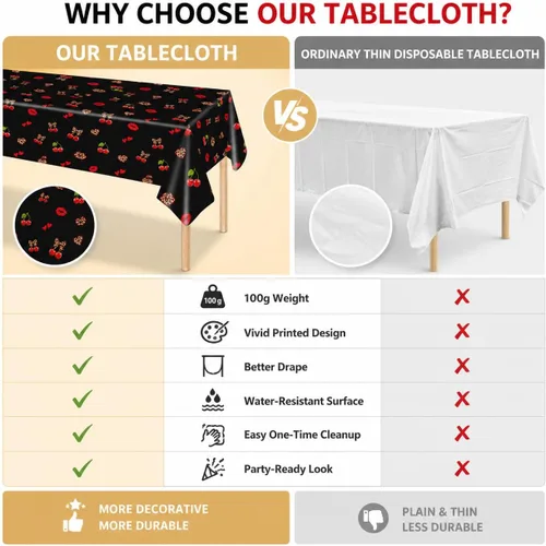 Vista 7 de 3 manteles de plástico desechables de 54 x 108 pulgadas, estampado de leopardo rojo y negro con labios rojos, manteles impermeables para cumpleaños