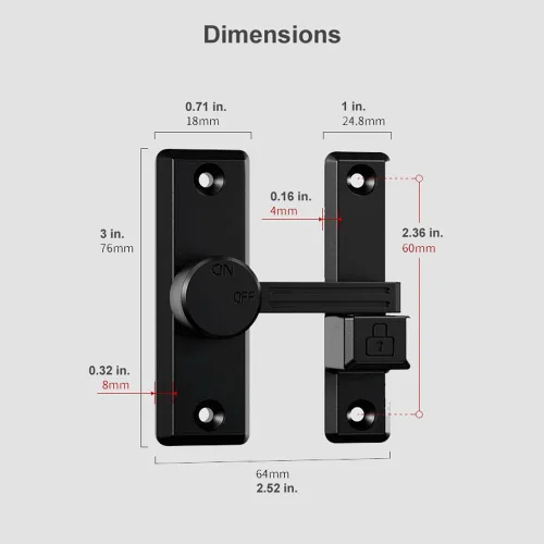 Vista 4 de ETEKJOY Cerradura de cierre abatible de 90/180 grados de apertura izquierda/derecha deslizante/oscilante para puerta de seguridad del hogar
