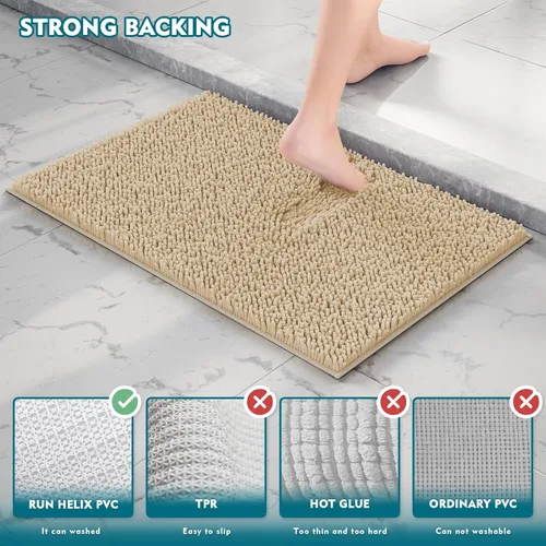 Vista 4 de Juego de alfombras para baño de 3 piezas, juego de alfombrillas antideslizantes, alfombras de baño extra suaves, juego de alfombrillas de baño