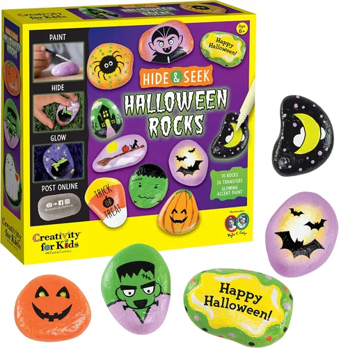 Vista 10 de Creativity for Kids Kit de pintura de rocas para escondidas navideñas Pintura, decora y oculta 10 rocas festivas Kit de manualidades navideñas