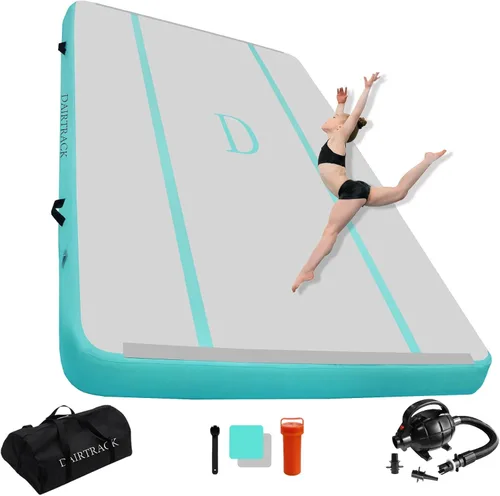 Vista 17 de DAIRTRACK Colchoneta inflable de gimnasia de 10/13/16/20 pies para uso doméstico/gimnasio/entrenamiento/animadora/yoga/agua