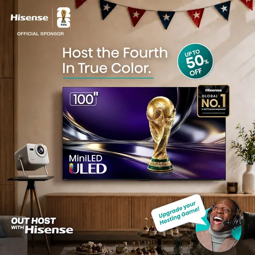 Vista 2 de Hisense 43" Serie E6 Cinema Hi-QLED 4K UHD Smart Fire TV (43E6QF, modelo 2025) - Sensor de luz AI, Dolby Vision · Atmos, control remoto por voz